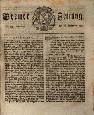 Bremer Zeitung Sonntag 26. November 1820