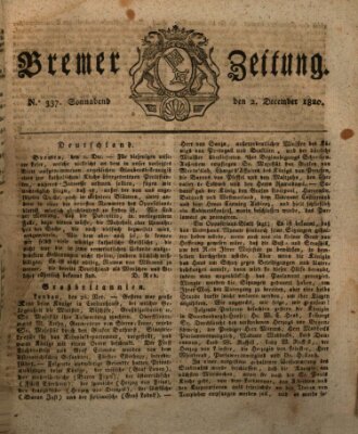 Bremer Zeitung Samstag 2. Dezember 1820