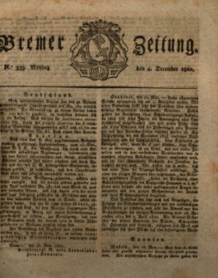 Bremer Zeitung Montag 4. Dezember 1820