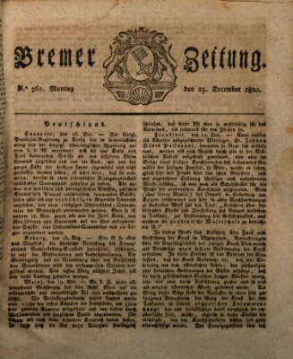 Bremer Zeitung Montag 25. Dezember 1820