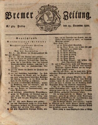 Bremer Zeitung Freitag 29. Dezember 1820