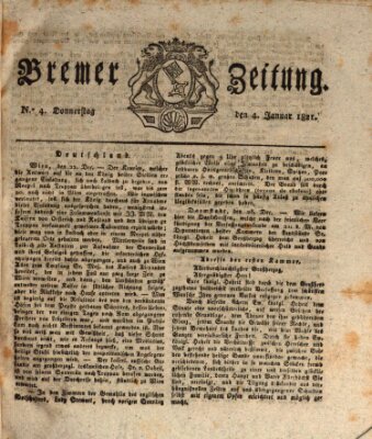 Bremer Zeitung Donnerstag 4. Januar 1821