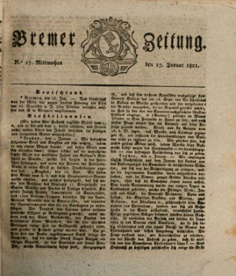 Bremer Zeitung Mittwoch 17. Januar 1821