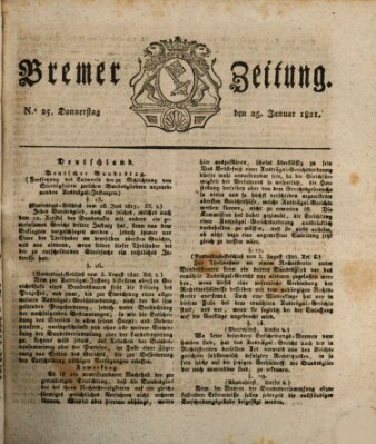 Bremer Zeitung Donnerstag 25. Januar 1821