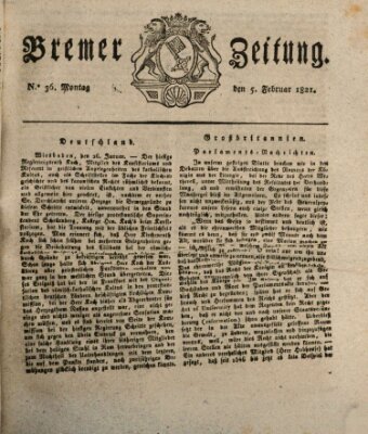 Bremer Zeitung Montag 5. Februar 1821