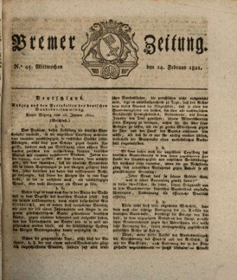 Bremer Zeitung Mittwoch 14. Februar 1821