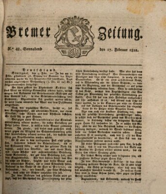 Bremer Zeitung Samstag 17. Februar 1821