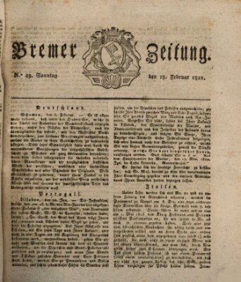 Bremer Zeitung Sonntag 18. Februar 1821