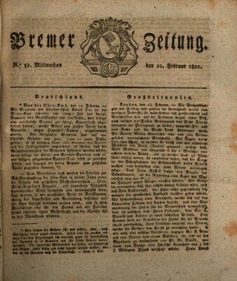 Bremer Zeitung Mittwoch 21. Februar 1821