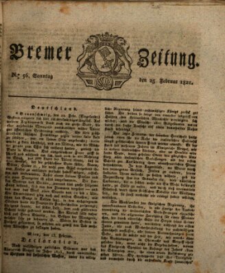 Bremer Zeitung Sonntag 25. Februar 1821