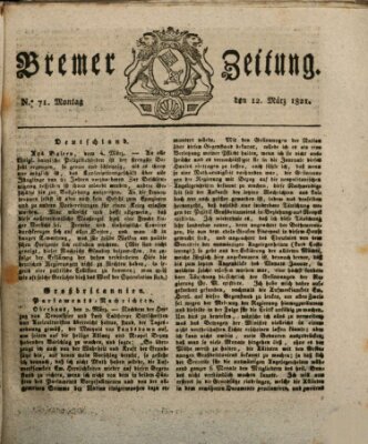 Bremer Zeitung Montag 12. März 1821