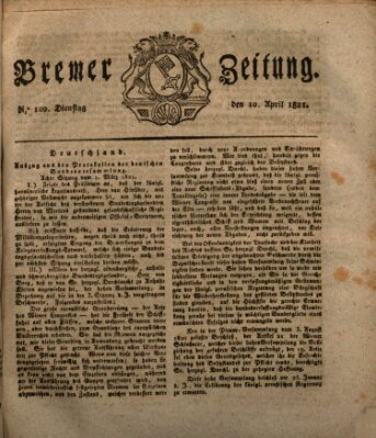 Bremer Zeitung Dienstag 10. April 1821