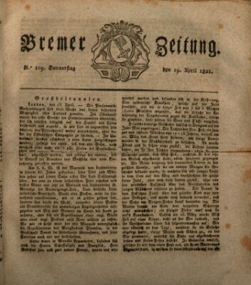 Bremer Zeitung Donnerstag 19. April 1821