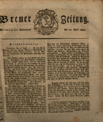 Bremer Zeitung Samstag 21. April 1821