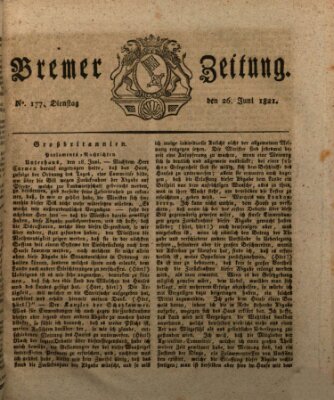 Bremer Zeitung Dienstag 26. Juni 1821