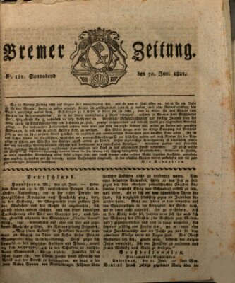 Bremer Zeitung Samstag 30. Juni 1821