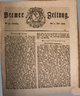 Bremer Zeitung Dienstag 3. Juli 1821