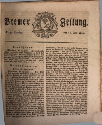 Bremer Zeitung Dienstag 10. Juli 1821