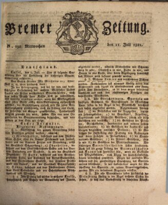 Bremer Zeitung Mittwoch 11. Juli 1821