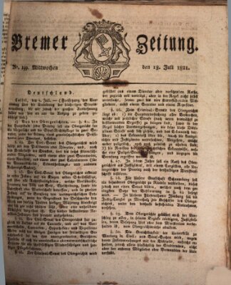 Bremer Zeitung Mittwoch 18. Juli 1821