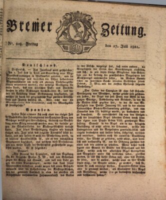 Bremer Zeitung Freitag 27. Juli 1821