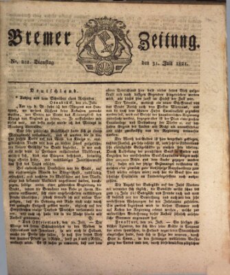 Bremer Zeitung Dienstag 31. Juli 1821