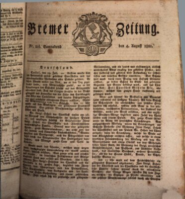 Bremer Zeitung Samstag 4. August 1821