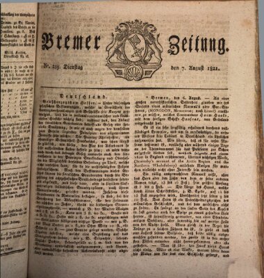 Bremer Zeitung Dienstag 7. August 1821