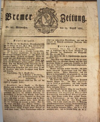 Bremer Zeitung Mittwoch 15. August 1821