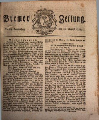 Bremer Zeitung Donnerstag 16. August 1821