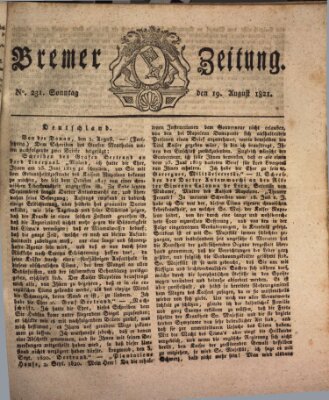 Bremer Zeitung Sonntag 19. August 1821