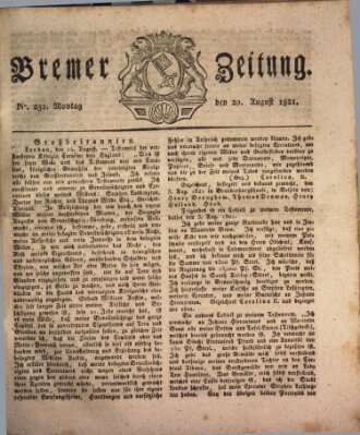 Bremer Zeitung Montag 20. August 1821