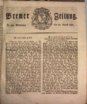 Bremer Zeitung Mittwoch 22. August 1821