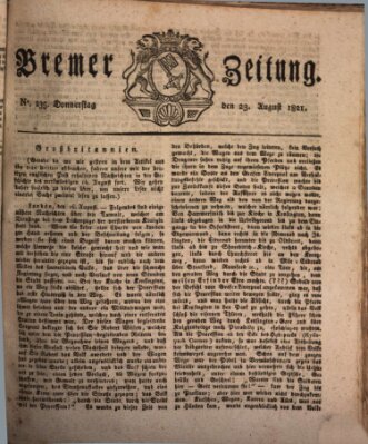 Bremer Zeitung Donnerstag 23. August 1821