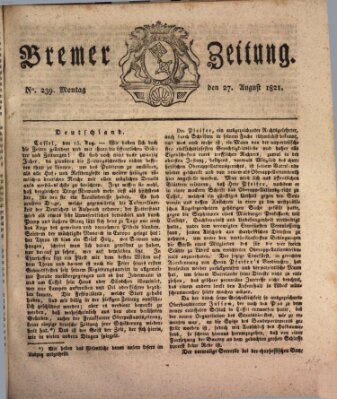 Bremer Zeitung Montag 27. August 1821