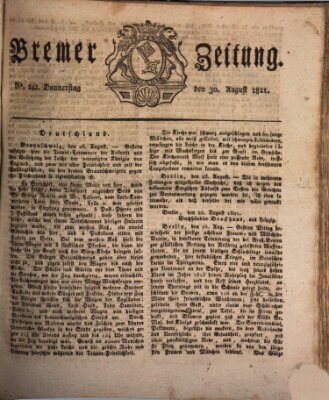 Bremer Zeitung Donnerstag 30. August 1821