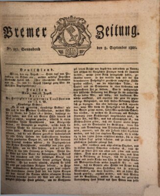 Bremer Zeitung Samstag 8. September 1821