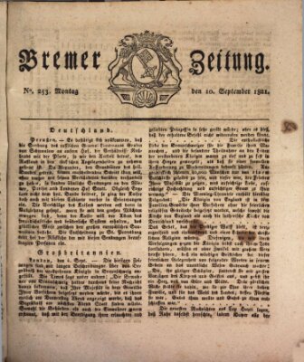 Bremer Zeitung Montag 10. September 1821