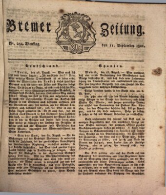 Bremer Zeitung Dienstag 11. September 1821