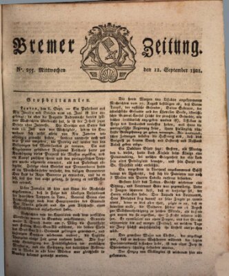 Bremer Zeitung Mittwoch 12. September 1821