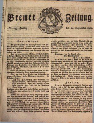 Bremer Zeitung Freitag 14. September 1821