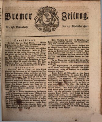 Bremer Zeitung Samstag 15. September 1821