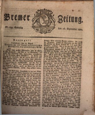 Bremer Zeitung Sonntag 16. September 1821