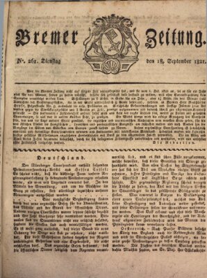 Bremer Zeitung Dienstag 18. September 1821