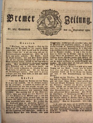 Bremer Zeitung Samstag 22. September 1821