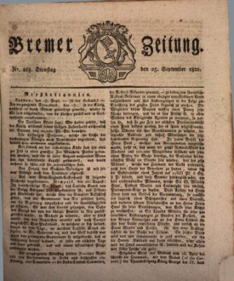 Bremer Zeitung Dienstag 25. September 1821