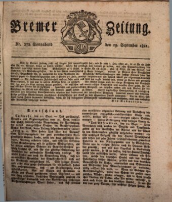 Bremer Zeitung Samstag 29. September 1821