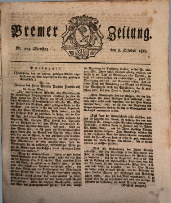 Bremer Zeitung Dienstag 2. Oktober 1821