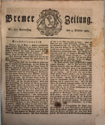 Bremer Zeitung Donnerstag 4. Oktober 1821