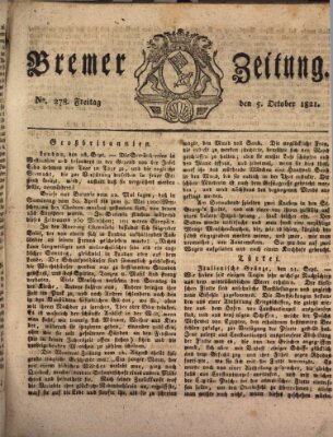 Bremer Zeitung Freitag 5. Oktober 1821